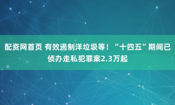 配资网首页 有效遏制洋垃圾等！“十四五”期间已侦办走私犯罪案2.3万起